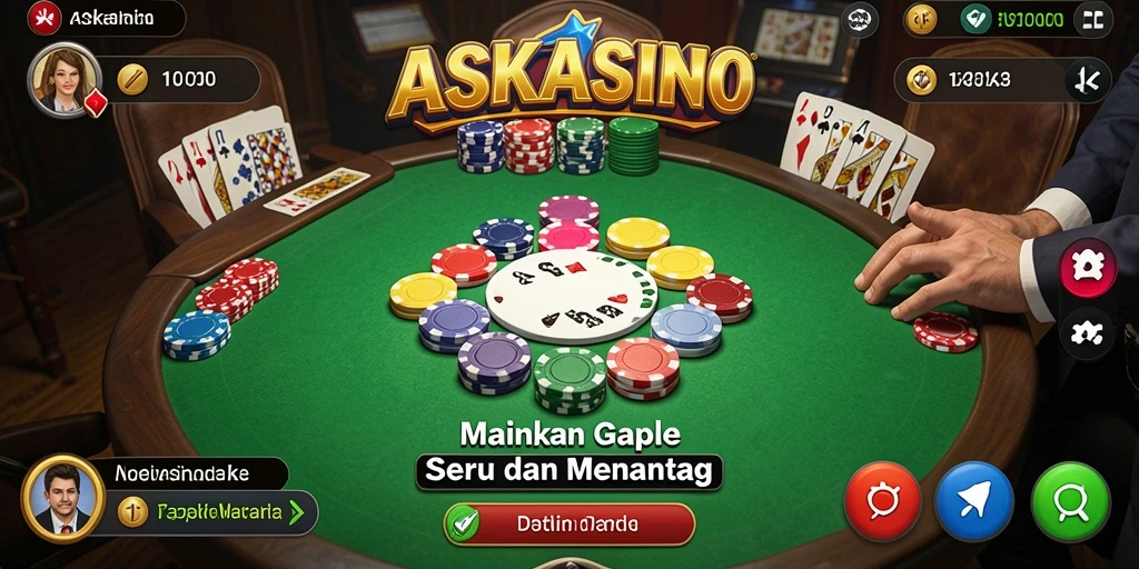 Tampilan gameplay Gaple yang menarik dan seru di ASKASINO.
