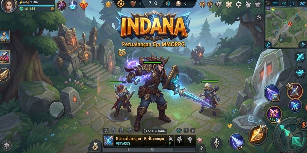 Screenshot gameplay INDAAA yang menunjukkan aksi pertarungan seru dalam dunia MMORPG.