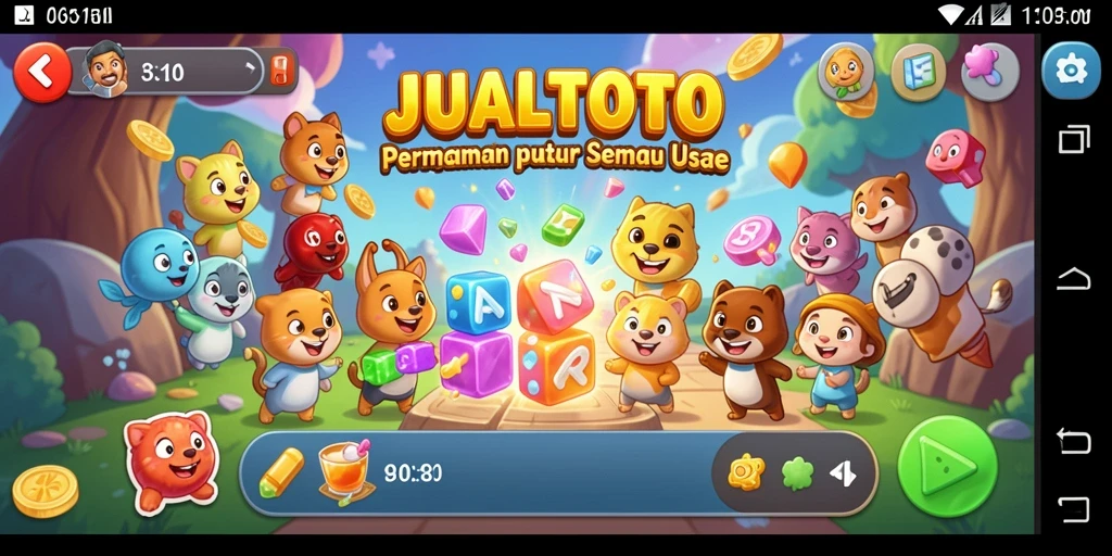 Screenshot utama dari JUALTOTO menampilkan gameplay seru puzzle yang menantang.