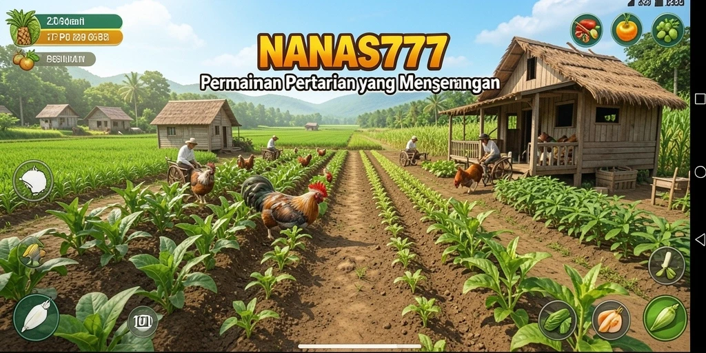 Screenshot gameplay NANAS777 dengan aktivitas bertani yang seru.