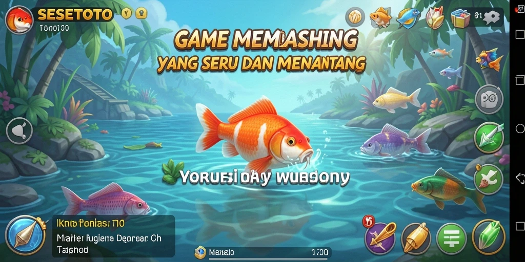 Tampilan gameplay SESETOTO dengan aksi memancing yang seru.
